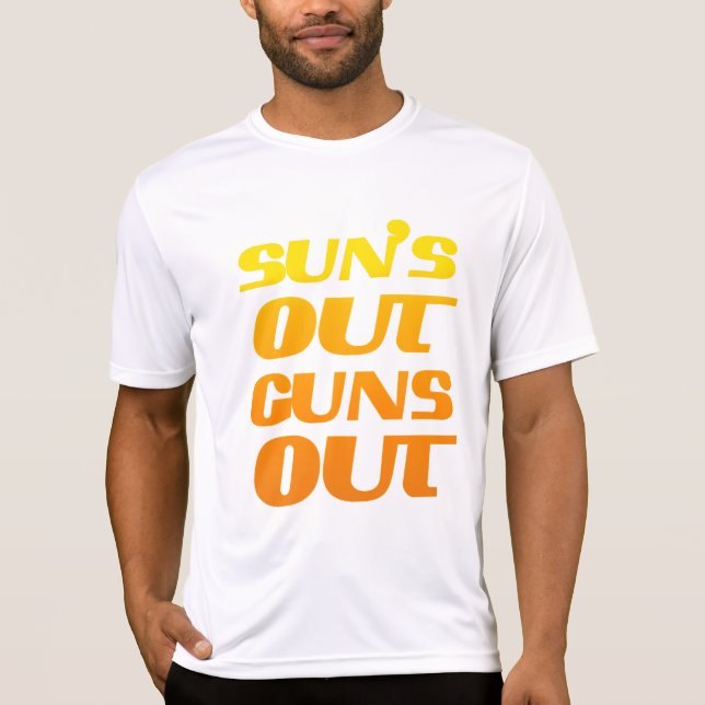 Sol ut Guns Out Fitness och Gym Tee (Framsida)