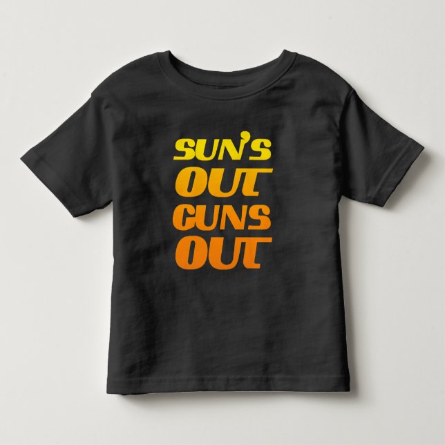Sol ut Guns Out Fitness och Gym Tee Shirt (Framsida)