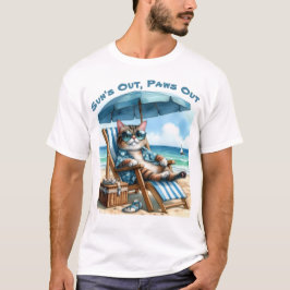 Sol ut ur Tassar ut ur kattbussskena Blå paraply T Shirt