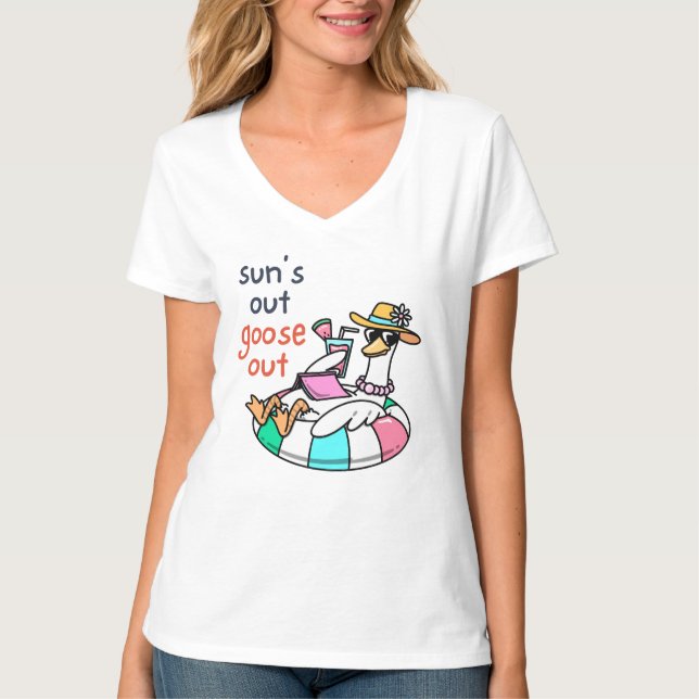 Sol ute, gås ute, rolig sommarankka t shirt (Framsida)