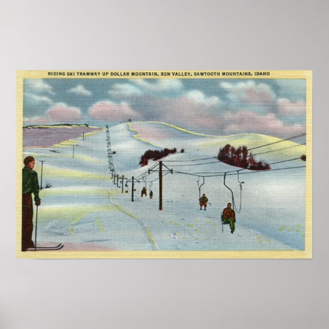 Sol Valley, ID - Sawtooth Mnts. Riding Ski Poster (Framsidan)
