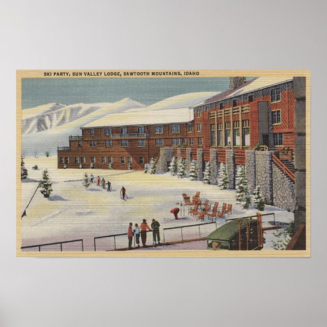 Sol Valley, ID - Ski Party vid Lodge Sawtooth Poster (Framsidan)