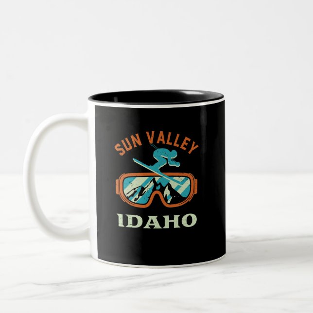 Sol Valley Idaho Retro Skiing Snowboarding Två-Tonad Mugg (Vänster)