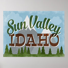 Sol Valley Idaho Roligt Retro Snowy-bergen Poster