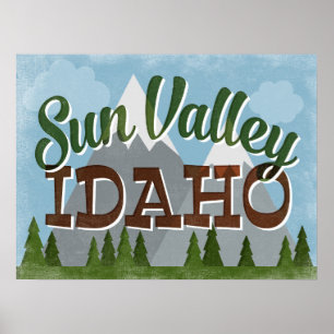 Sol Valley Idaho Roligt Retro Snowy-bergen Poster