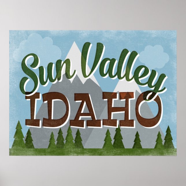 Sol Valley Idaho Roligt Retro Snowy-bergen Poster (Framsidan)