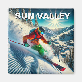 Sol Valley Idaho Skiing Skier Magnet