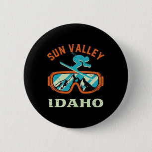Sol Valley Idaho Vintage Retro Skiing och Snowboar Knapp