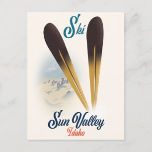 Sol Valley Idaho vintage stil ski poster Vykort