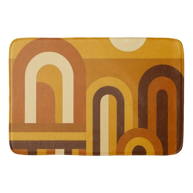 Sol & valv Mid Century Modern geometrisk design Badrumsmatta (Framsidan)