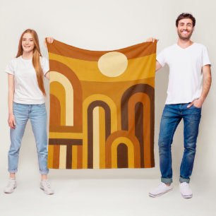 Sol & valv Mid Century Modern geometrisk design Fleecefilt