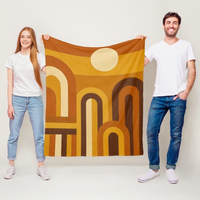 Sol & valv Mid Century Modern geometrisk design Fleecefilt (På plats)