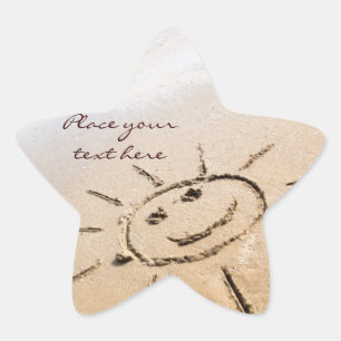 Sol vid stranden stjärnformat klistermärke