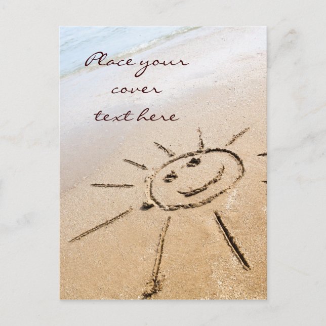 Sol vid stranden vykort (Framsida)