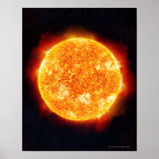 Sol visar solstrålningar mot en stjärna poster (Framsidan)
