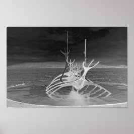 Sol Voyager Sculpture, Island, Reverse B/W Poster