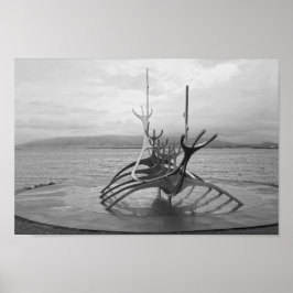 Sol Voyager Sculpture, Reykjavik, Island, B/W Poster