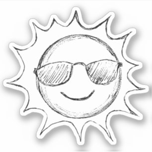 Sol Wearing Sunglasses Sketch Klistermärken