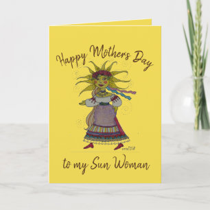Sol Woman Ukrainska folkArt Mors dag Kort