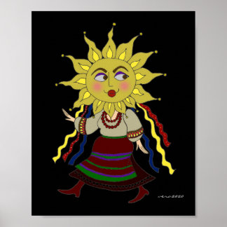 Sol Woman Ukrainska folkkonst Poster