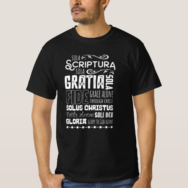 Sola Scriptura Protestant Reformation 5 SOLAS T Shirt (Framsida)
