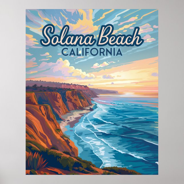 Solana Beach California San Diego Vintage Poster (Framsidan)