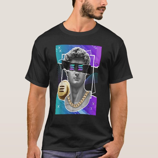 Solana Crypto Token Modern Art Statue Cryptocurren T Shirt (Framsida)