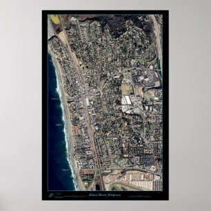 Solana strand, Kalifornien satellit- affischtryck Poster