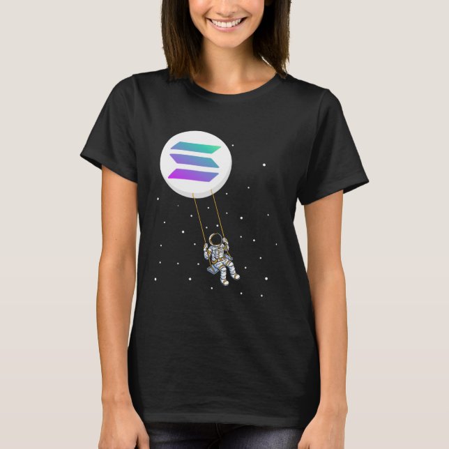Solana Swing SOL Trader Cryptocurrency Måne Boy T Shirt (Framsida)