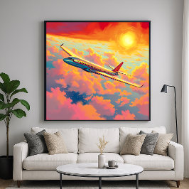 Solande flygplan - Vibrant Painterly Stil Art Poster