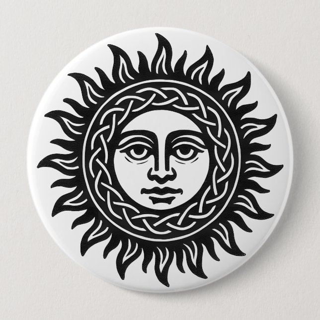 Solansikte sigill – Svarta solens emblem Knapp (Framsida)
