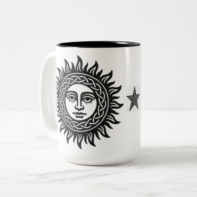 Solansikte sigill – Svarta solens emblem Två-Tonad Mugg (Framsida vänster)