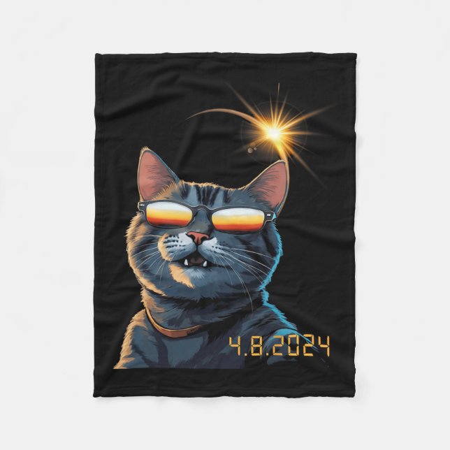 Solar 2024 Eclipse Cat Wearing Eclipse Glass 1 Fleecefilt (Framsidan)