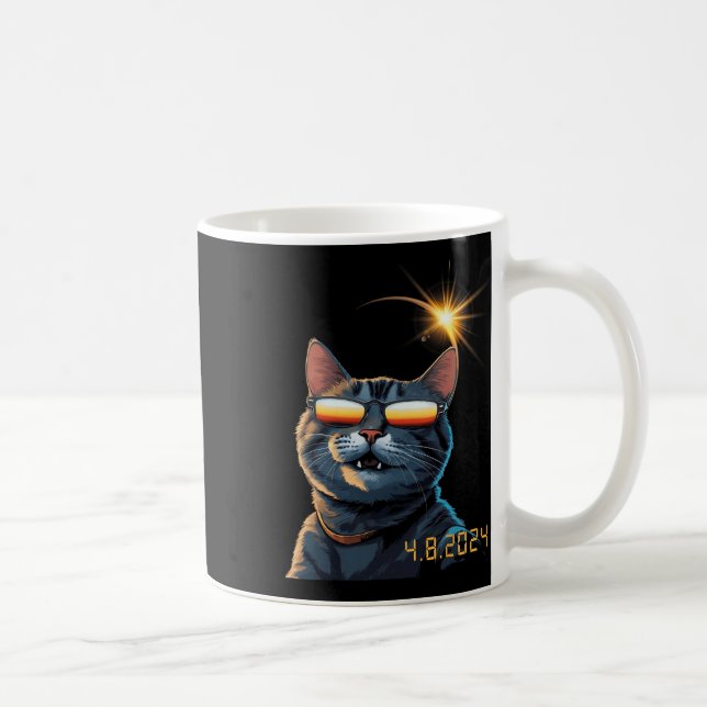 Solar 2024 Eclipse Cat Wearing Eclipse Glass 1 Kaffemugg (Höger)