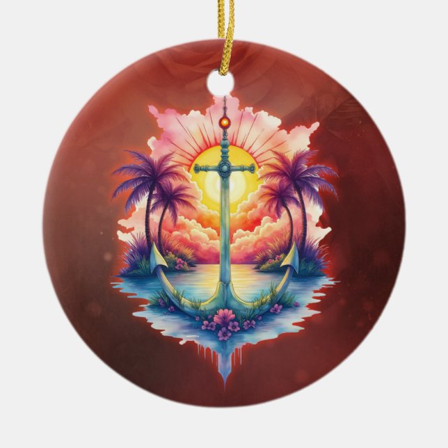 Solar anchor in a tropical paradise.  julgransprydnad keramik (Framsidan)