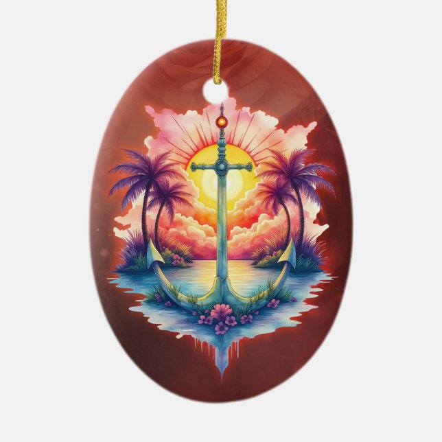 Solar anchor in a tropical paradise.  julgransprydnad keramik (Framsidan)