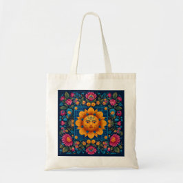 Solar Bloom - Folk Art Solarpunk Tote Tygkasse