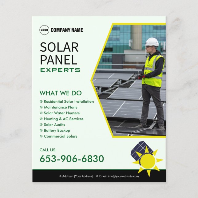 Solar Business Editable Anpassningsbar Flyer (Framsidan)