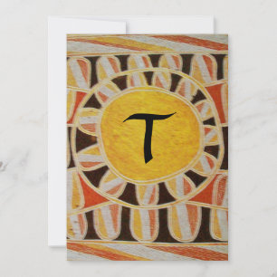 SOLAR CHAMPAGNE MONOGRAM, gul orange svart röd Inbjudningar