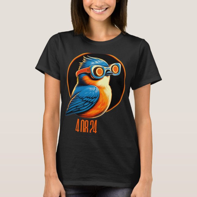 Solar Eclipse 04 08 2024 Östra Bluebird Eclipse T Shirt (Framsida)