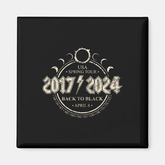 Solar Eclipse 20172024 Tillbaka till Black US Vår  Magnet (Framsidan)