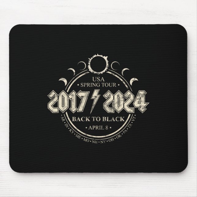 Solar Eclipse 20172024 Tillbaka till Black US Vår  Musmatta (Framsidan)