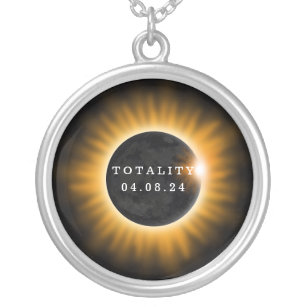Solar Eclipse 2017 Silverpläterat Halsband