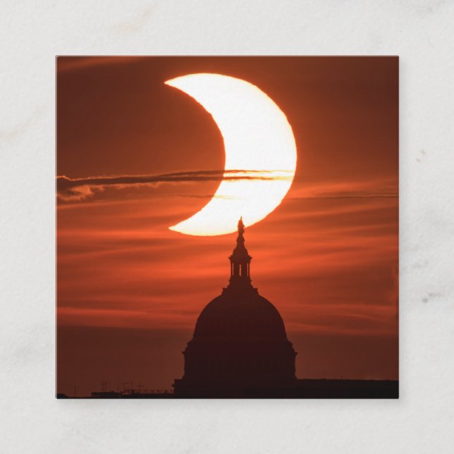 Solar Eclipse 2021 Fyrkantigt Visitkort (Framsida)