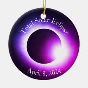 Solar eclipse 2024, 8 april julgransprydnad keramik