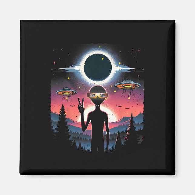 Solar Eclipse 2024 Alien April 8 America Totality Magnet (Framsidan)