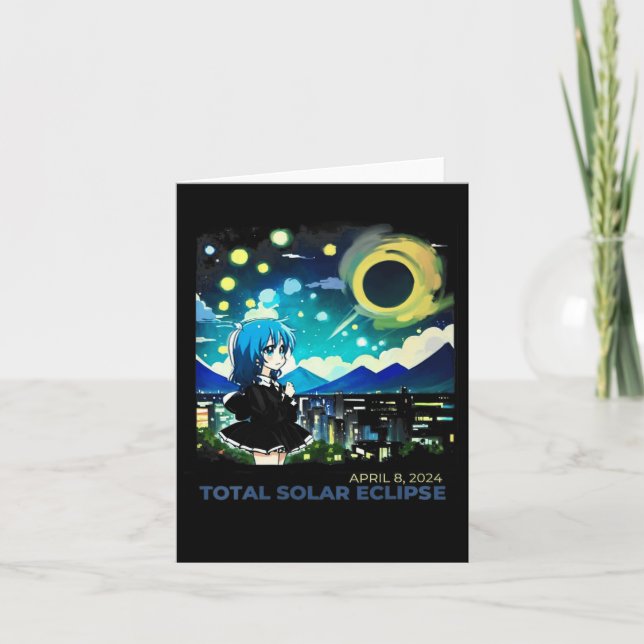 Solar Eclipse 2024 Anime Stil Art Kort (Framsida)