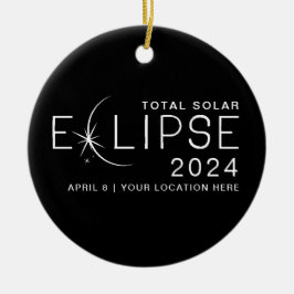 Solar Eclipse 2024 Anpassningsbar Location Photo K Julgransprydnad Keramik