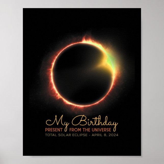 Solar Eclipse 2024 April 8 Totalt Eclipse Poster (Framsidan)