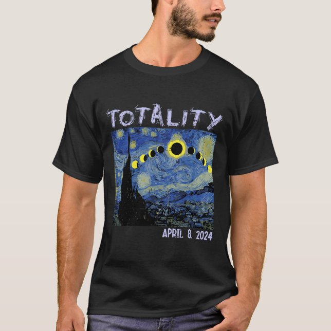 Solar Eclipse 2024 Art Totality April 8 Manar Kvin T Shirt (Framsida)